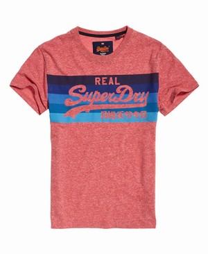 Superdry Vintage Logo Cali Stripe Férfi Pólók Narancssárga/Piros | GVCPO8602